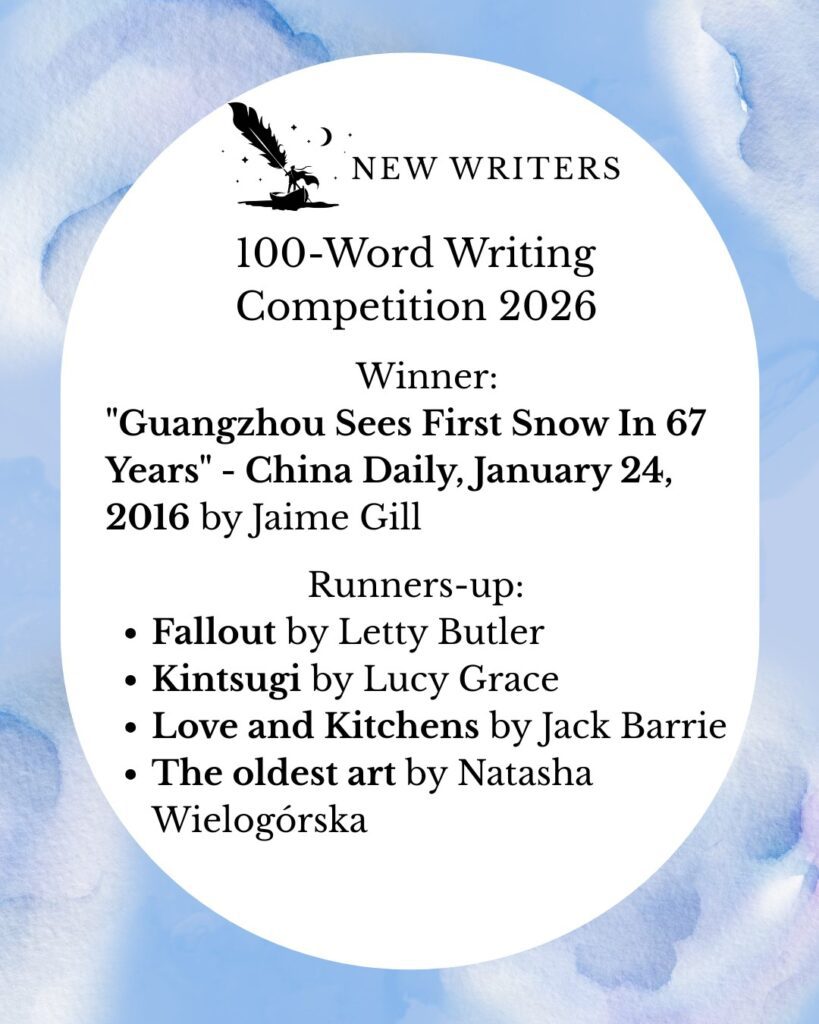 New Writers 100-Word Writing Competition Winners 2026